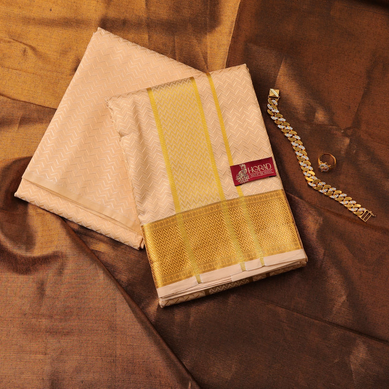Horad Premium Art Silk Gold Emboss Shirt Material + Dhoti ( 2 in 1)