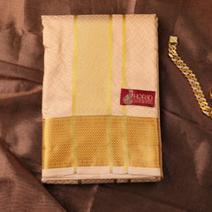 Horad Premium Art Silk Gold Emboss Shirt Material + Dhoti ( 2 in 1)