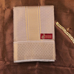 Horad Premium Art Silk Tissue Double Warp Sandstone Emboss Shirt Material + Dhoti + Angavastram (3 in 1)