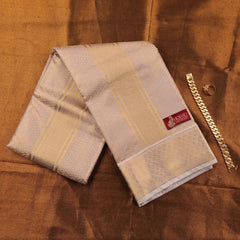 Horad Premium Art Silk Tissue Double Warp Sandstone Emboss Shirt Material + Dhoti + Angavastram (3 in 1)