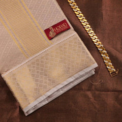 Horad Premium Art Silk Tissue Double Warp Sandstone Emboss Shirt Material + Dhoti + Angavastram (3 in 1)