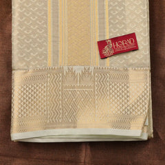 Horad Premium Art Silk Tissue Double Warp FIR.Green Emboss Shirt Material + Dhoti + Angavastram