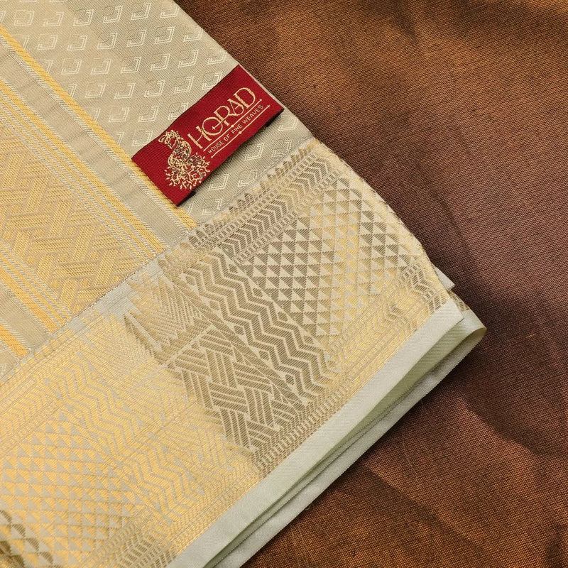Horad Premium Art Silk Tissue Double Warp FIR.Green Emboss Shirt Material + Dhoti + Angavastram