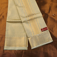 Horad Premium Art Silk Tissue Double Warp FIR.Green Emboss Shirt Material + Dhoti + Angavastram