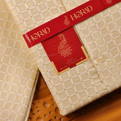 Horad Kora Cotton Tissue Big Square Emboss Light Gold Shirt + Dhoti