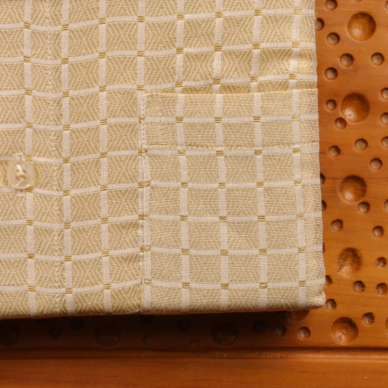 Horad Kora Cotton Tissue Big Square Emboss Light Gold Shirt + Dhoti