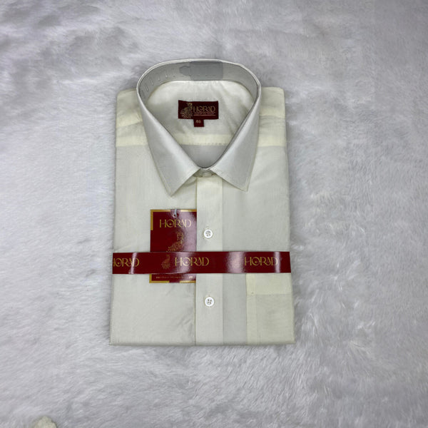 Horad Premium Art Silk Cream Shirt + Cream with Silver Zari  Welcro Dhoti