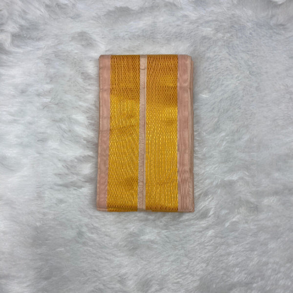 Horad Premium Art Silk Dad and Son Rose Gold Shirt + Dhoti + Angavastram + Belt