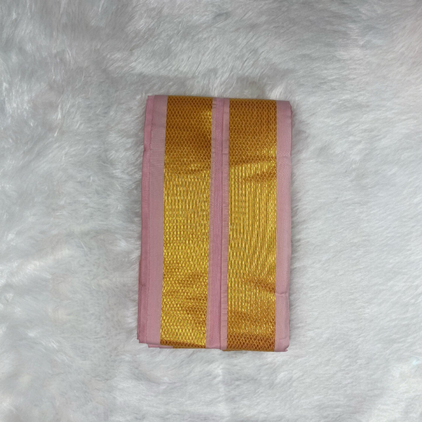 HORAD Premium Art Silk Petal Pink Dhoti + Angavastram (9X5)