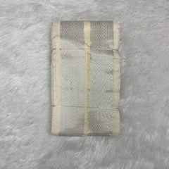 HORAD Premium Art Silk Cream with FIR.Green+Silver Border Dhoti + Angavastram (8X4)