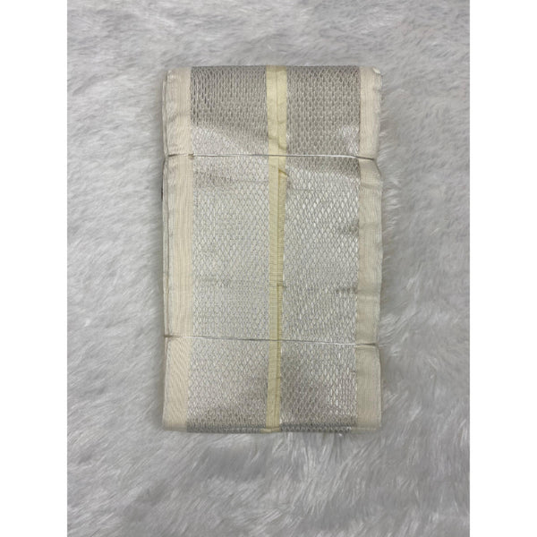 Horad Premium Art Silk Cream  Shirt +Cream with  Gold + Silver Border Dhoti + Angavastram + Belt