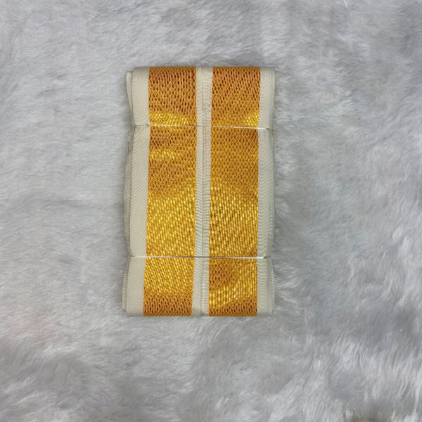 HORAD Premium Art Silk Cream with Gold Border Dhoti + Angavastram + Belt