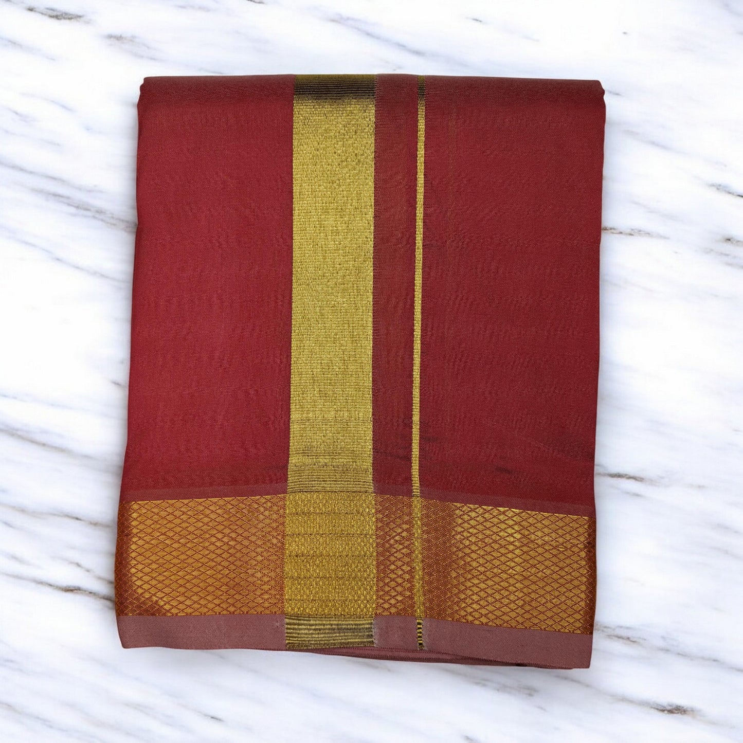 Horad Premium Art Silk Chilli Red Dhoti