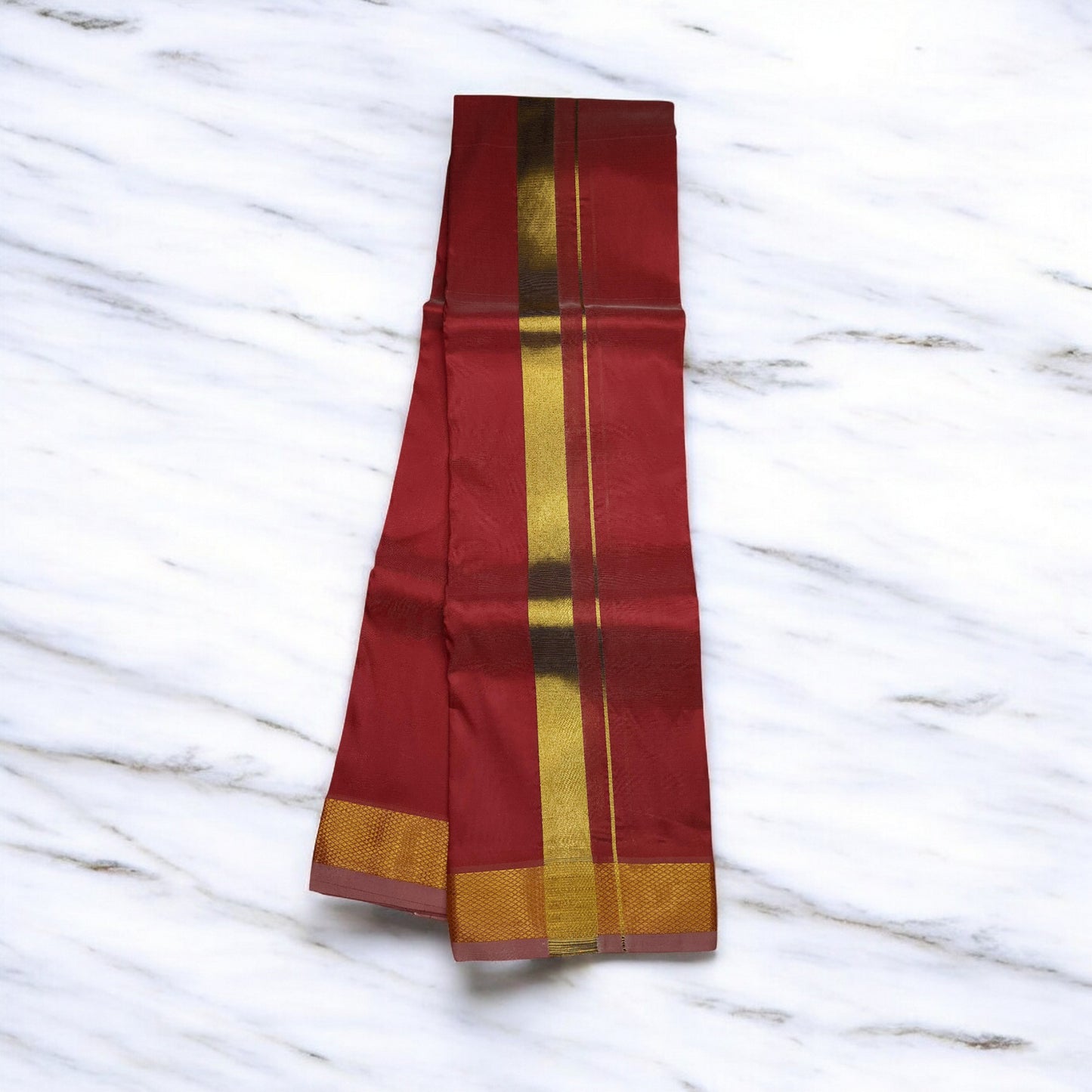Horad Premium Art Silk Chilli Red Dhoti