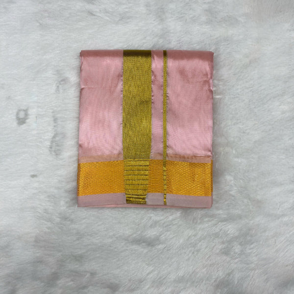 HORAD Premium Art Silk Petal Pink Dhoti + Angavastram (9X5)