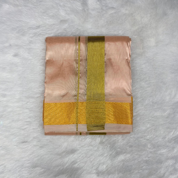 HORAD Premium Art Silk Rose Gold Dhoti with Shirt Material