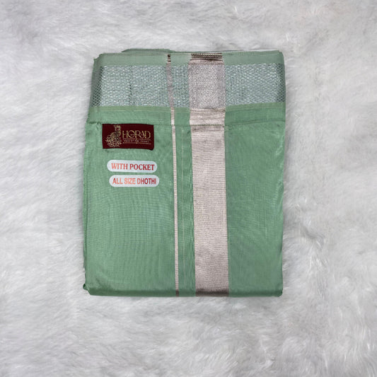 Horad Premium Art Silk Pista Green Welcro Dhoti