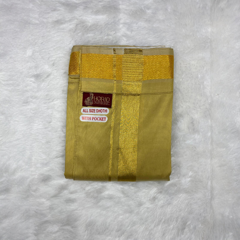Horad Premium Art Silk Dark Gold Shirt + Welcro Dhoti