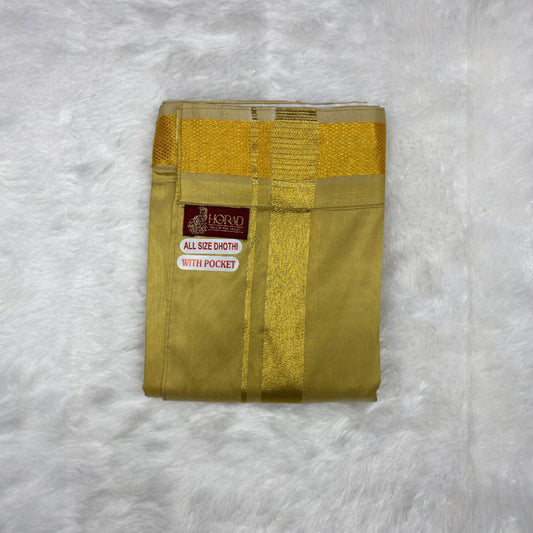 Horad Premium Art Silk Dark Gold Welcro Dhoti