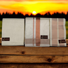HORAD Premium Art Silk Cream Dhoti with Shirt Material + Angavastram