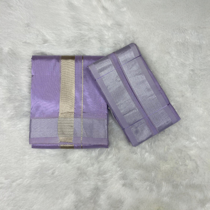 HORAD Premium Art Silk Lavender Dhoti + Angavastram (9X5)