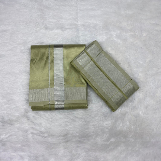 HORAD Premium Art Silk FIR.Green Dhoti + Angavastram (8X4)