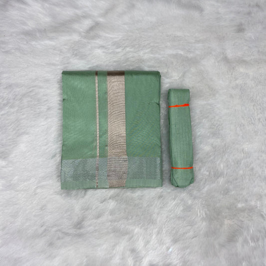 HORAD Premium Art Silk Pista Green Dhoti + Belt