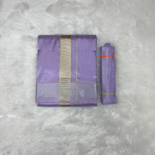 HORAD Premium Art Silk Lavender Dhoti + Belt