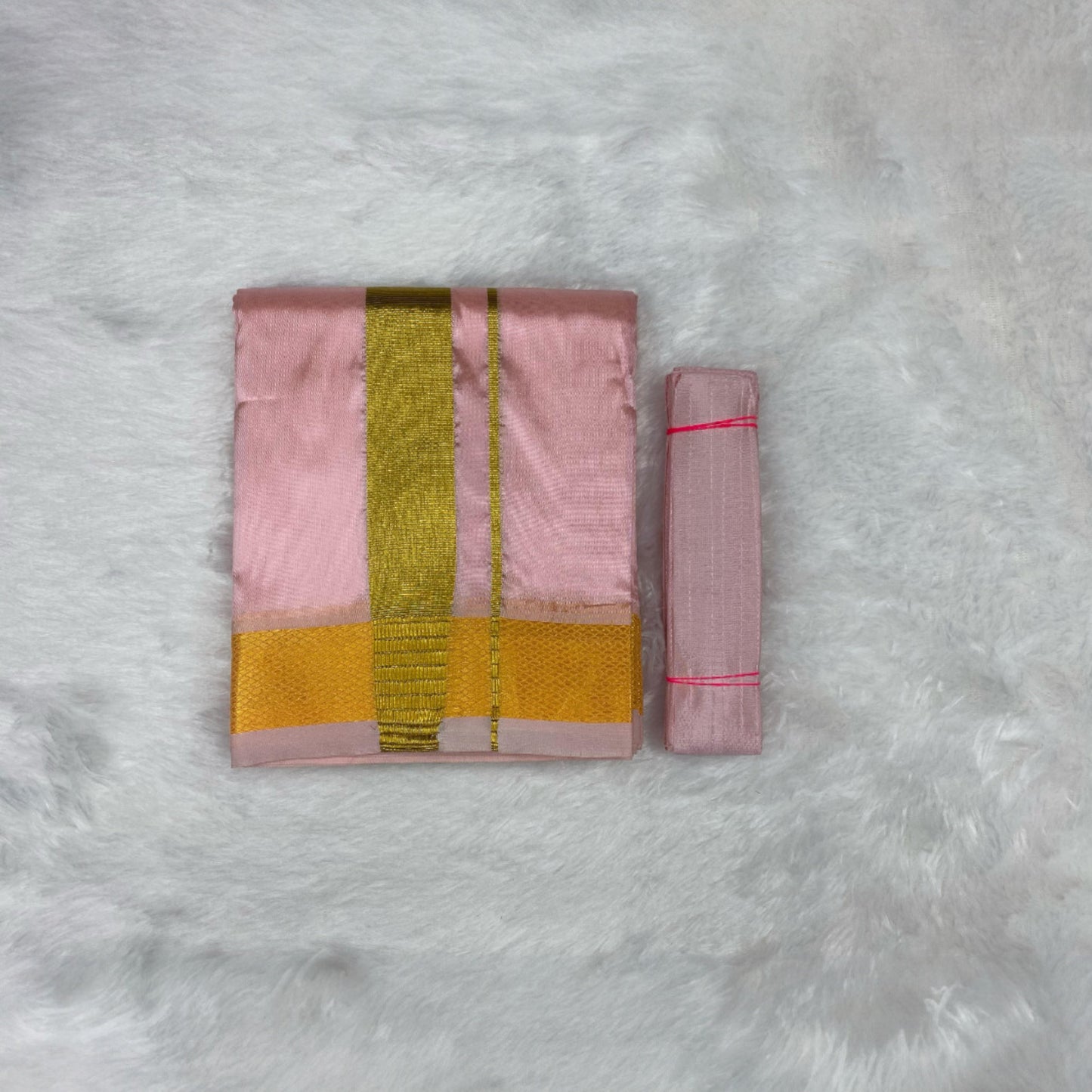HORAD Premium Art Silk Petal Pink Dhoti + Belt
