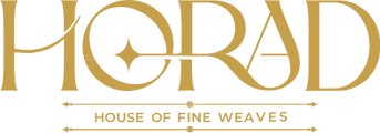 Gold logo of 'HORAD House of Fine Weaves' on a white background