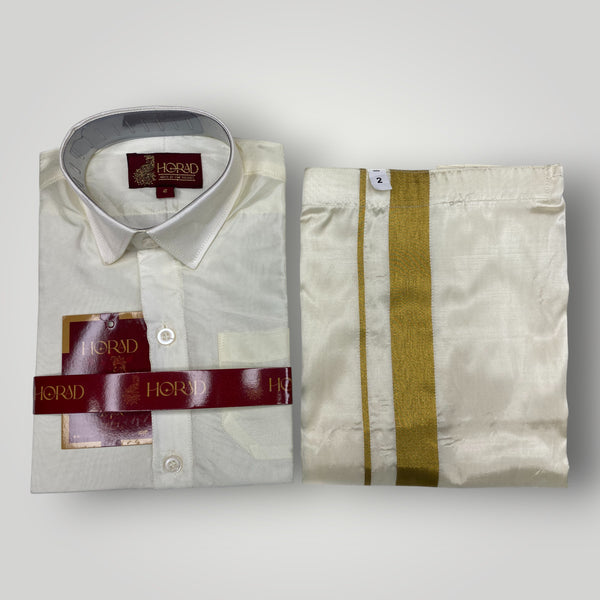 Horad Premium Art Silk Cream with Gold  Kids Set