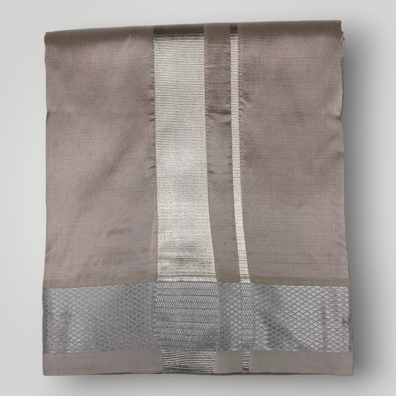 HORAD Premium Art Silk Sandstone Dhoti + Angavastram (8X4)