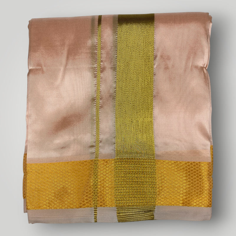 Horad Premium Art Silk Rose Gold Shirt + Dhoti