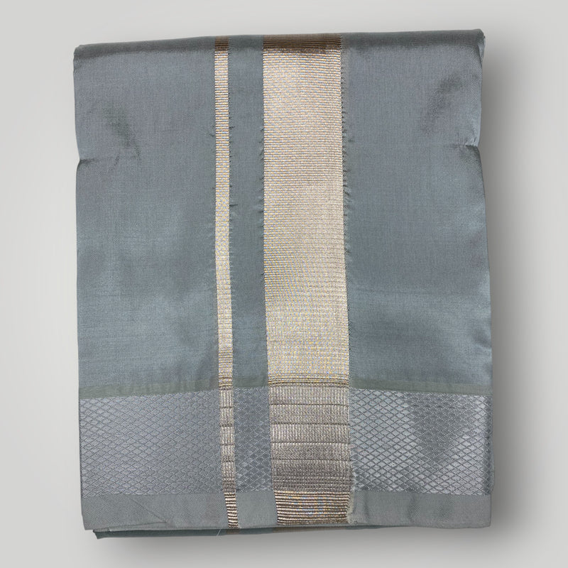 HORAD Premium Art Silk Steel Grey  Dhoti with Shirt Material