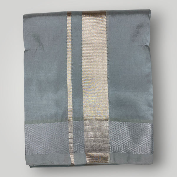 Horad Premium Art Silk Dad and Son Steel Grey Shirt + Dhoti