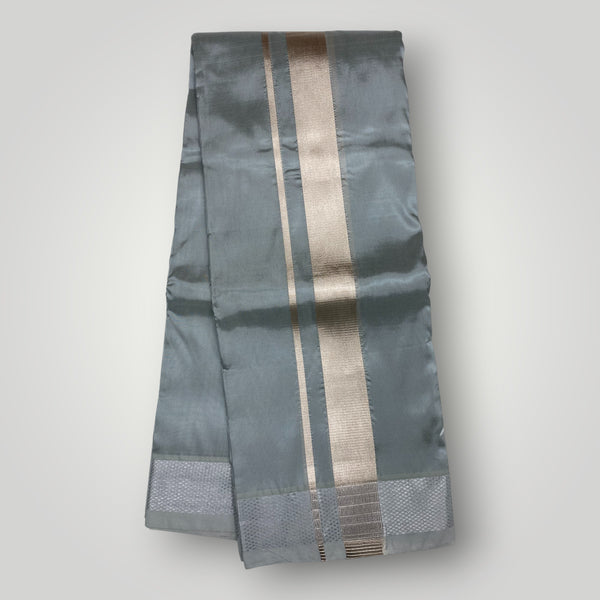 Horad Premium Art Silk Dad and Son Steel Grey Shirt + Dhoti