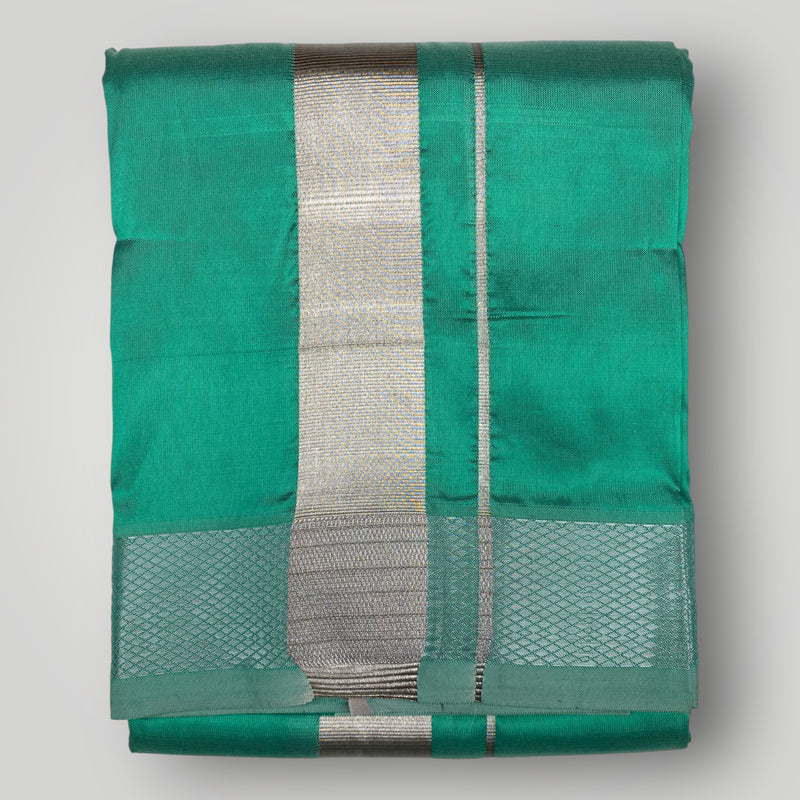 Horad Premium Art Silk Rexona Green Dhoti