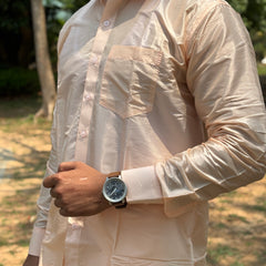 Horad Premium Art Silk Rose Gold Shirt + Dhoti
