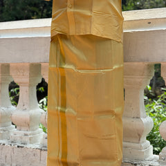 Horad Premium Art Silk Dark Gold Shirt + Dhoti