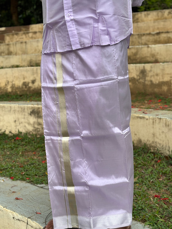 Horad Premium Art Silk Lavender Shirt + Dhoti