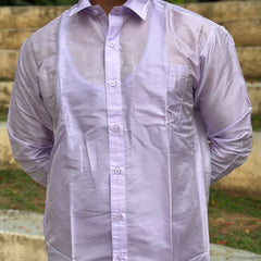 Horad Premium Art Silk Lavender Shirt + Dhoti