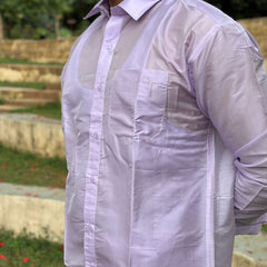 Horad Premium Art Silk Lavender Shirt + Dhoti