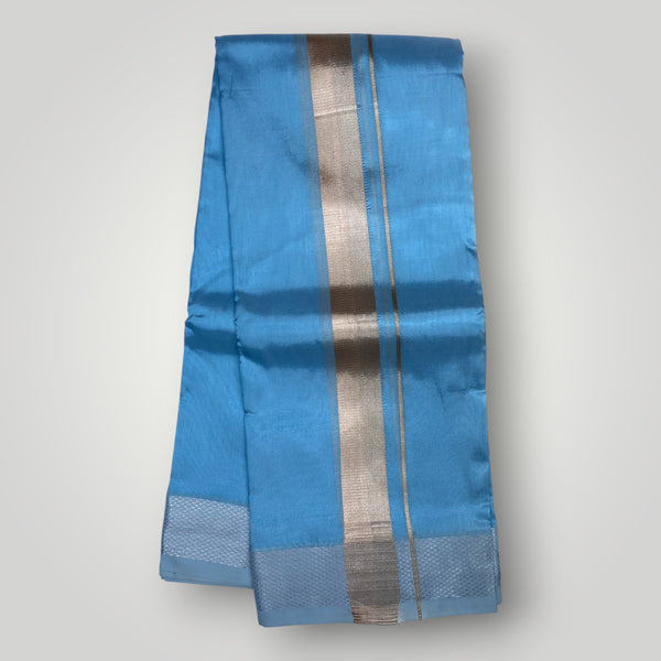 HORAD Premium Art Silk Sky Blue Dhoti + Angavastram (10X6)