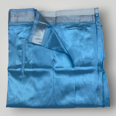 HORAD Premium Art Silk Sky Blue Welcro Dhoti with Shirt Material + Angavastram