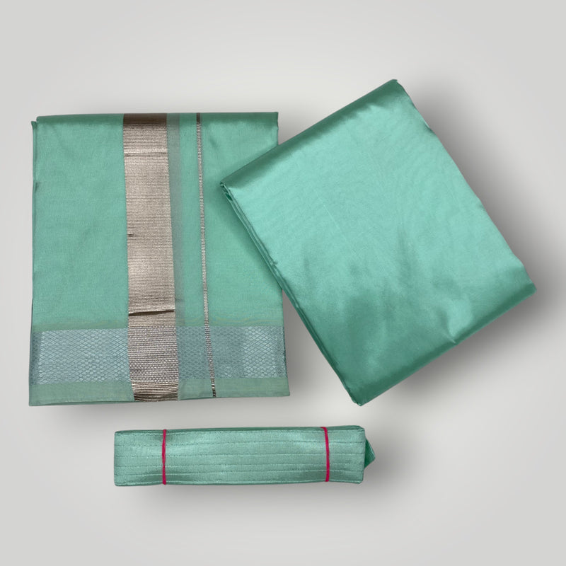 HORAD Premium Art Silk M.L.Green Dhoti with Shirt Material + Belt