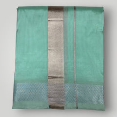 HORAD Premium Art Silk M.L.Green Shirt Material (3 Meter) + (9X5) Dhoti + Angavastram + Belt
