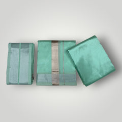 HORAD Premium Art Silk M.L.Green Dhoti with Shirt Material + Angavastram (8X4)