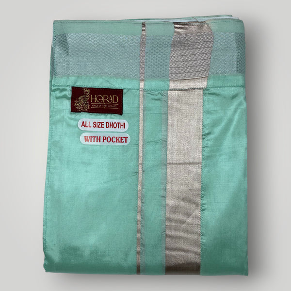 Horad Premium Art Silk M.L.Green Shirt + Welcro Dhoti