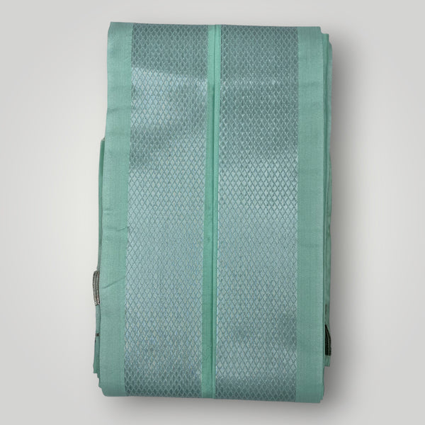 Horad Premium Art Silk Mint Leaf Green Shirt + Dhoti + Angavastram + Belt