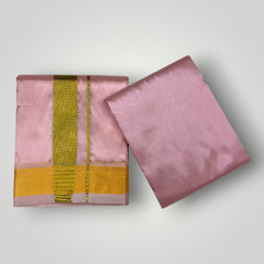 HORAD Premium Art Silk Petal Pink Dhoti with Shirt Material